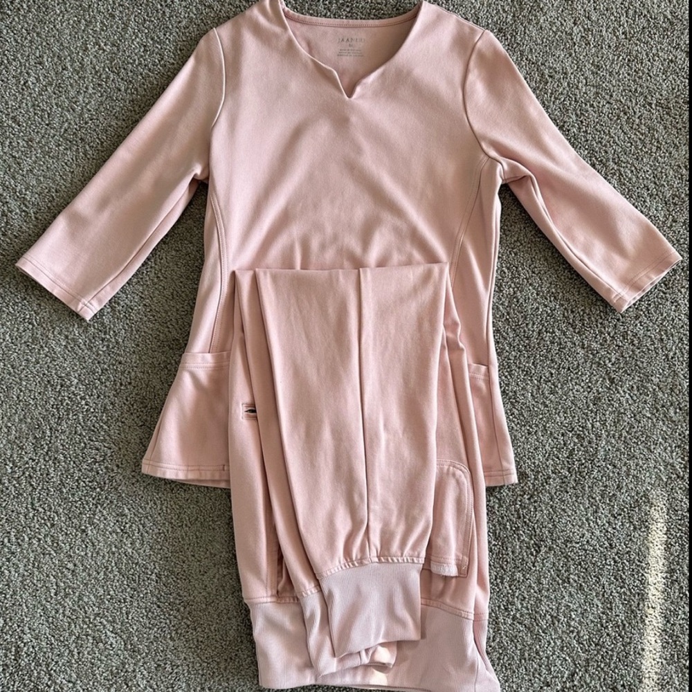 Jaanuu Blush Pink Scrub Ensemble